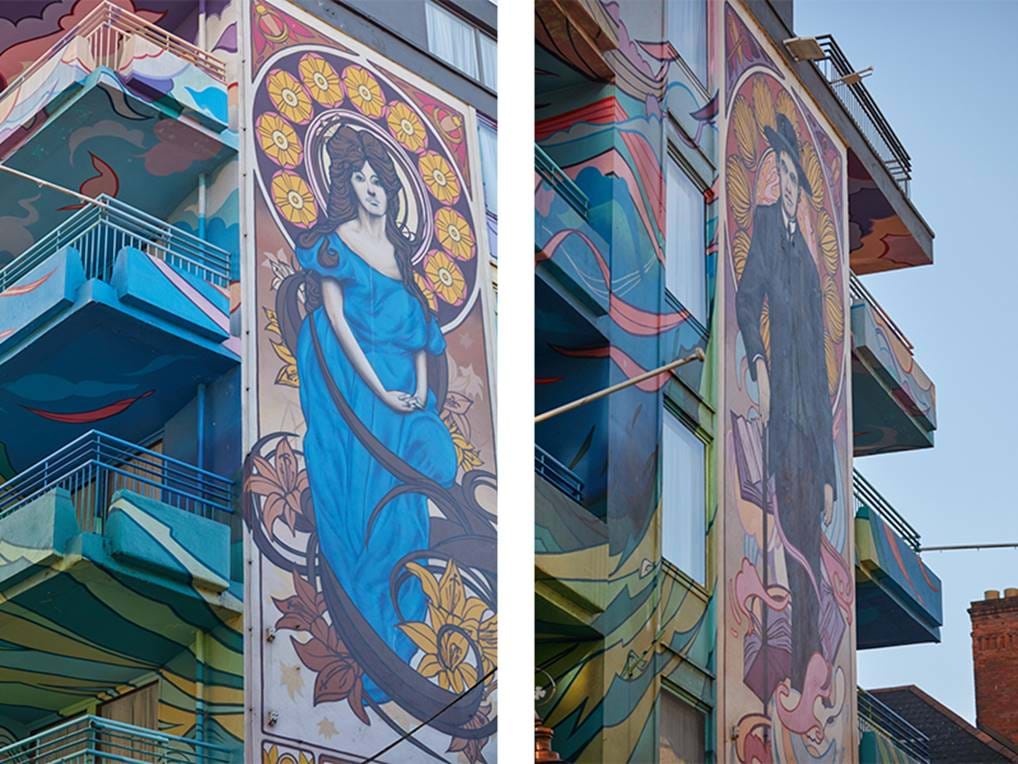<p>Art Nouveau James Joyce Ulysses Mural - Blooms Hotel, Temple Bar © Shantanu Starick</p>